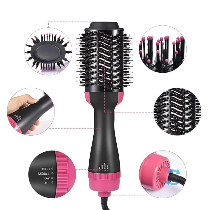 4-in-1  Blow Hair Dryer - Volumizer Brush, Straightening & Curl