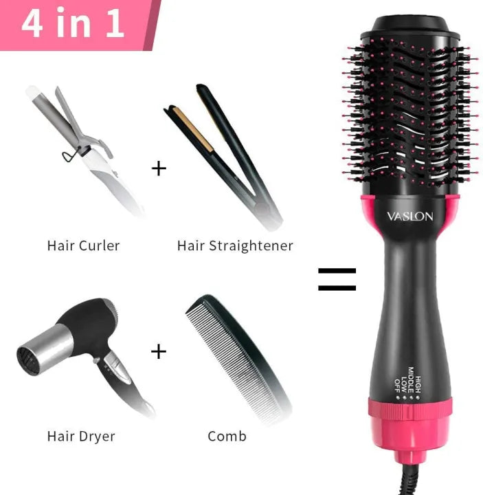 4-in-1  Blow Hair Dryer - Volumizer Brush, Straightening & Curl