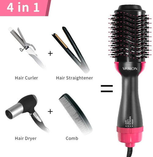 4-in-1  Blow Hair Dryer - Volumizer Brush, Straightening & Curl