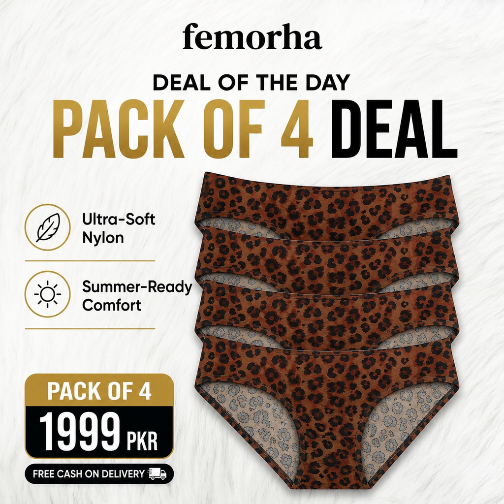 Pack of 4  - Infinity-Fit Leopard Brief Pantied | Femorha