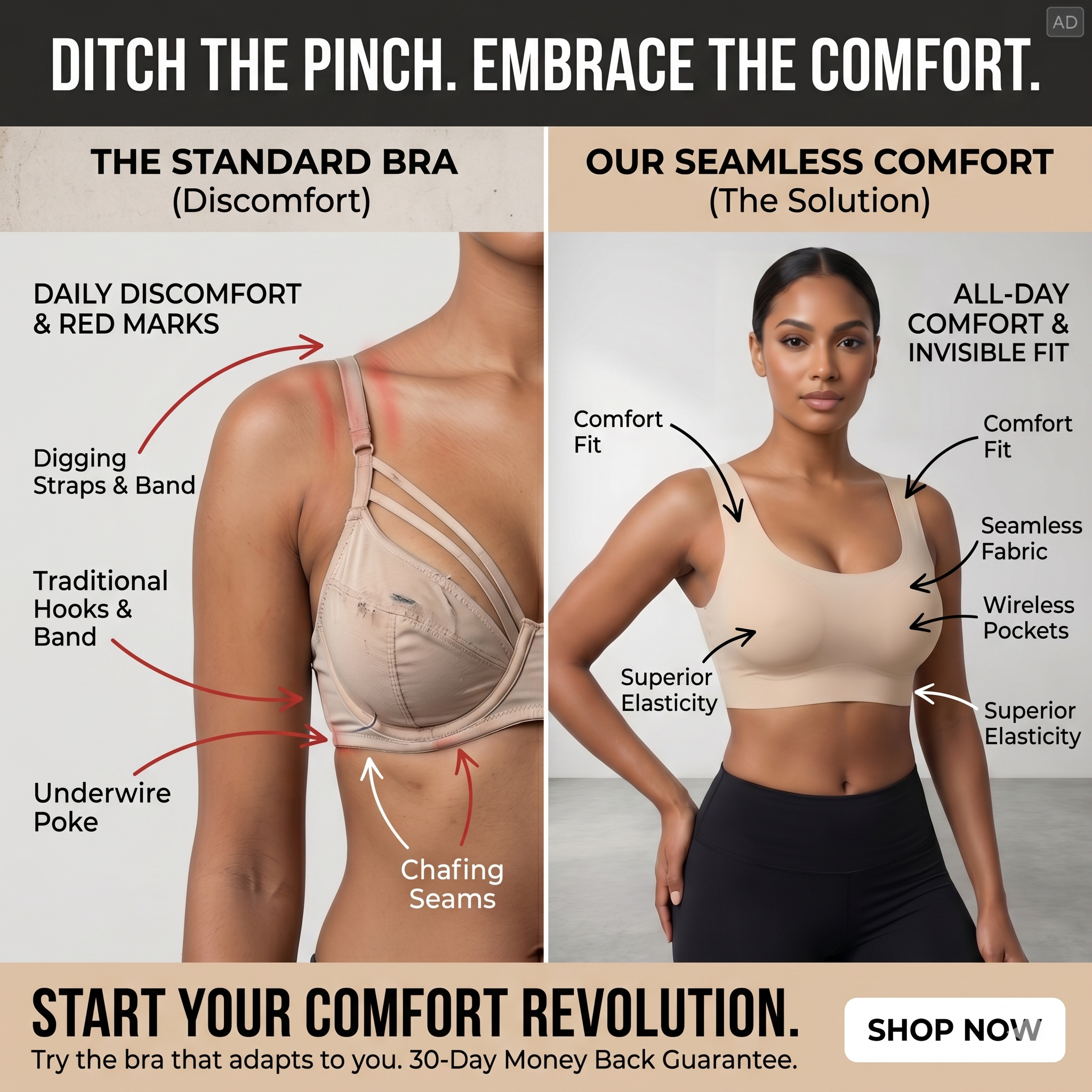 Femorha Skin Seamless Wireless Comfort Bra for Women – Soft Full Coverage Bralette