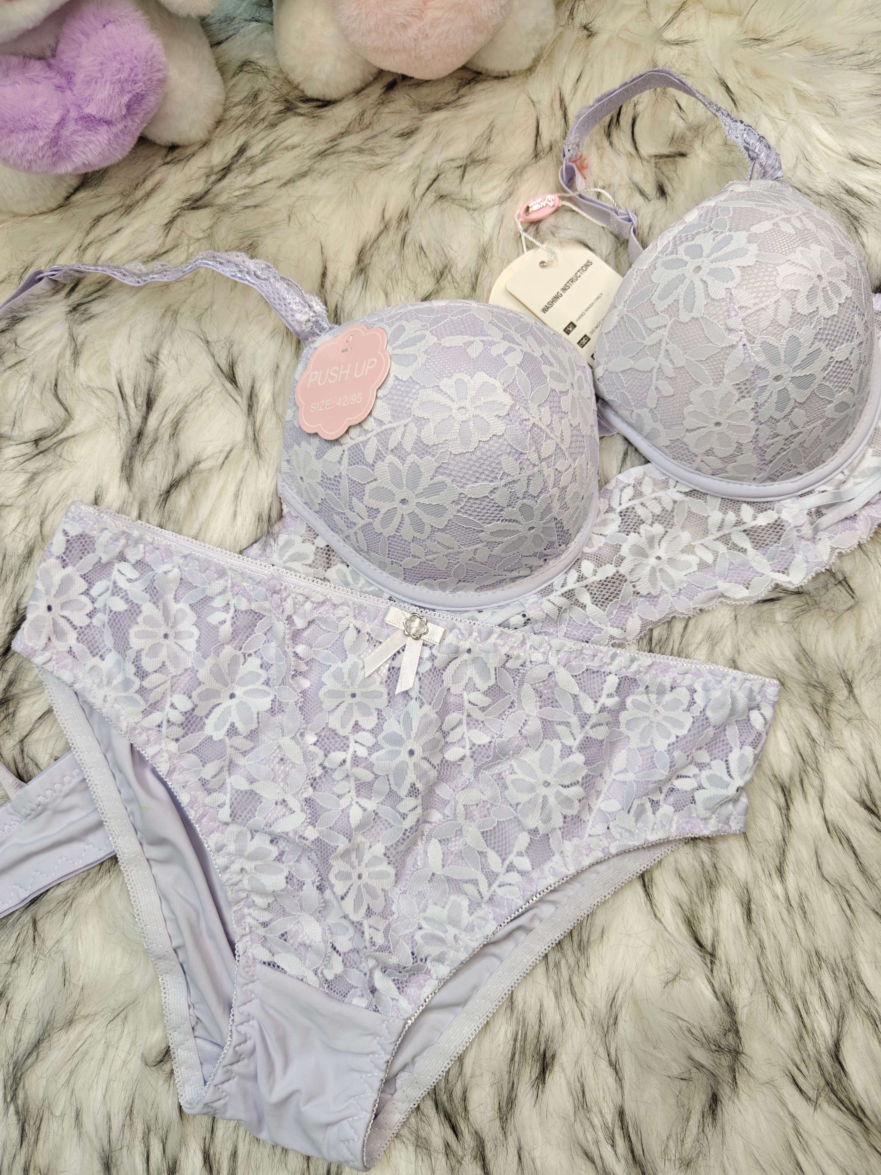 Femoraha Premium Thailand Edition – Soft Light Lavender Luxury Lace Lingerie Set