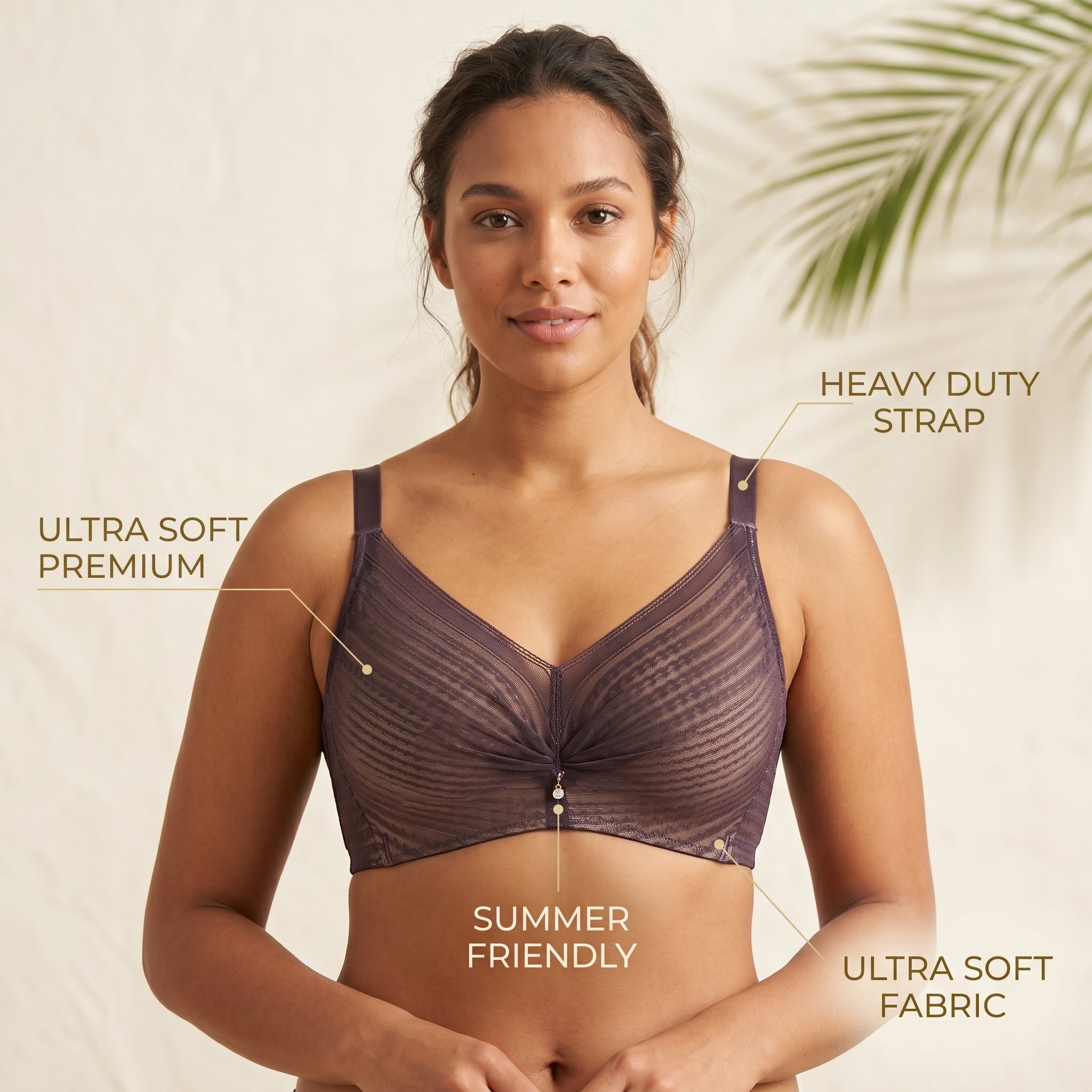 Femorah black Elegant Ruched Seamless Comfort Bra