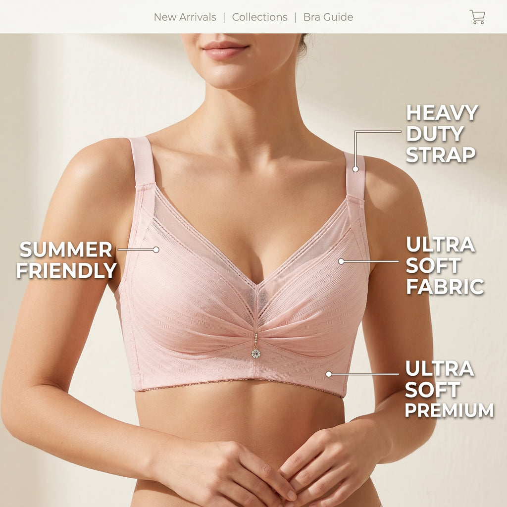 Femorah pink Elegant Ruched Seamless Comfort Bra