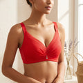 Femorah Red Elegant Ruched Seamless Comfort Bra