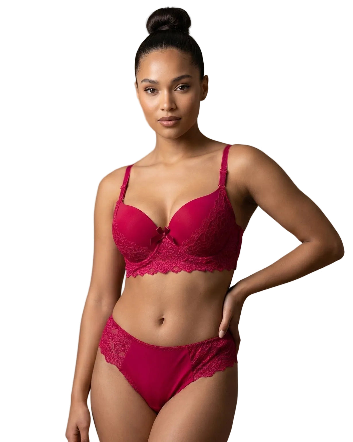 Femoraha Premium Thailand Edition – Deep Maroon Luxury Lace Lingerie Set