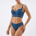 Femoraha Premium Thailand Edition – Elegant Zinc Blue Luxury Lace Lingerie Set