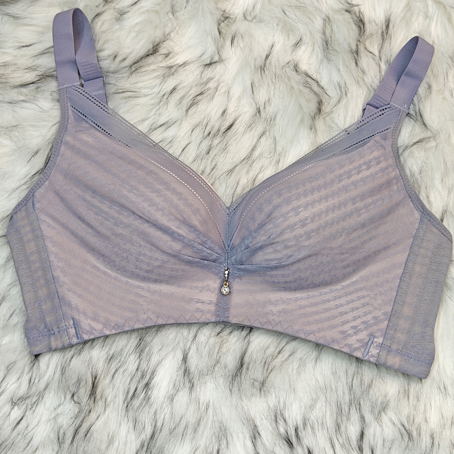 Femorah Grey Elegant Ruched Seamless Comfort Bra - Femorah