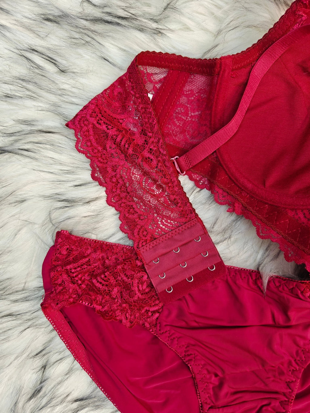 Ruby Red Bra & Panty Set – Premium Padded Lingerie Set - Femorah