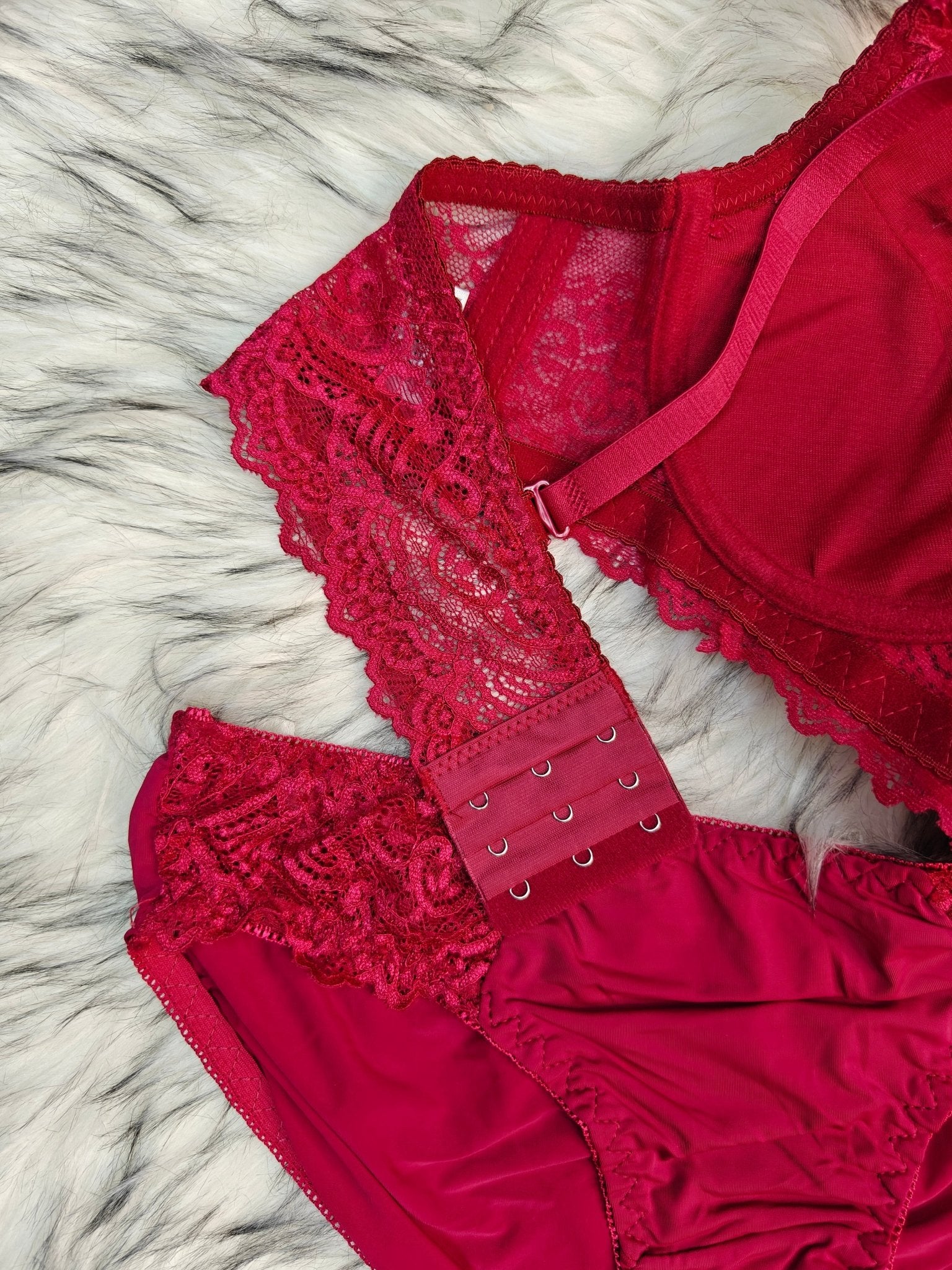 Ruby Red Bra & Panty Set – Premium Padded Lingerie Set - Femorah