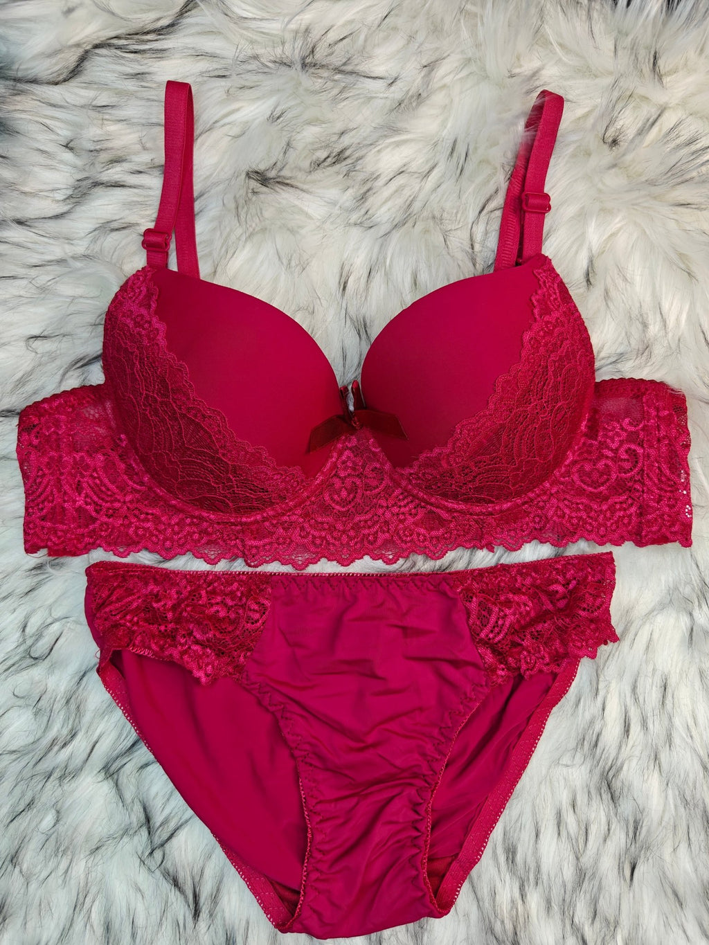 Ruby Red Bra & Panty Set – Premium Padded Lingerie Set - Femorah