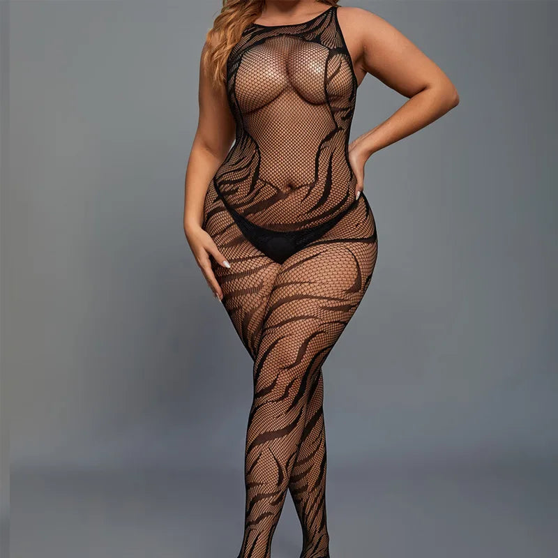 Plus Size Open Crotch No-Removal Camisole Body Stocking Suit