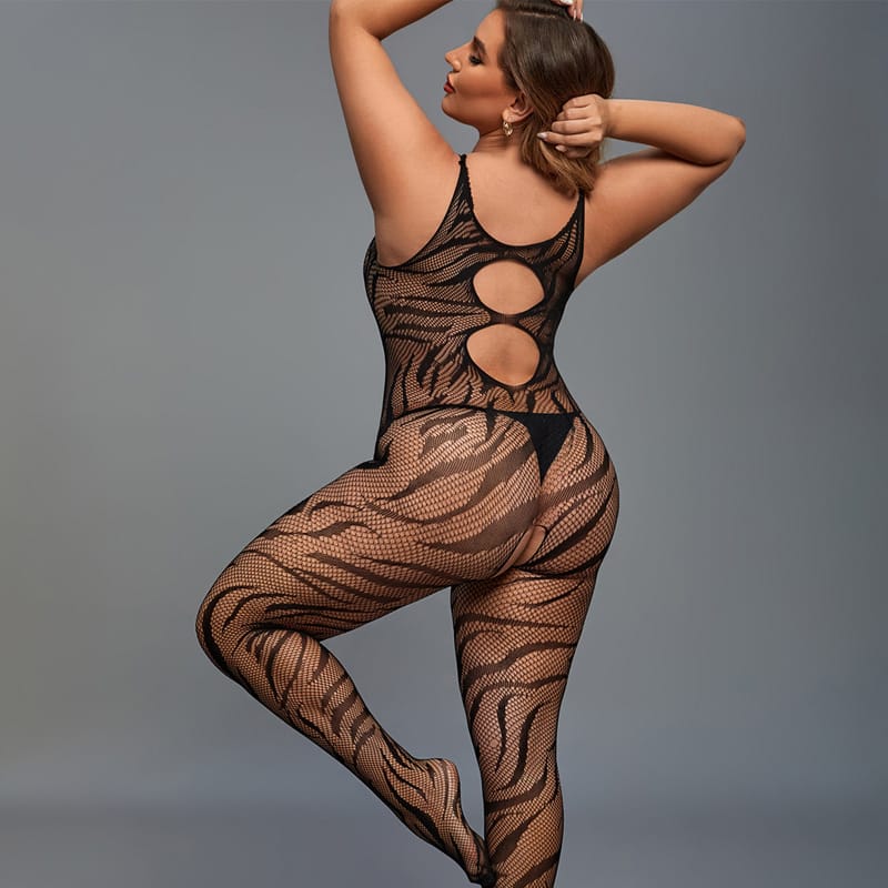 Plus Size Open Crotch No-Removal Camisole Body Stocking Suit
